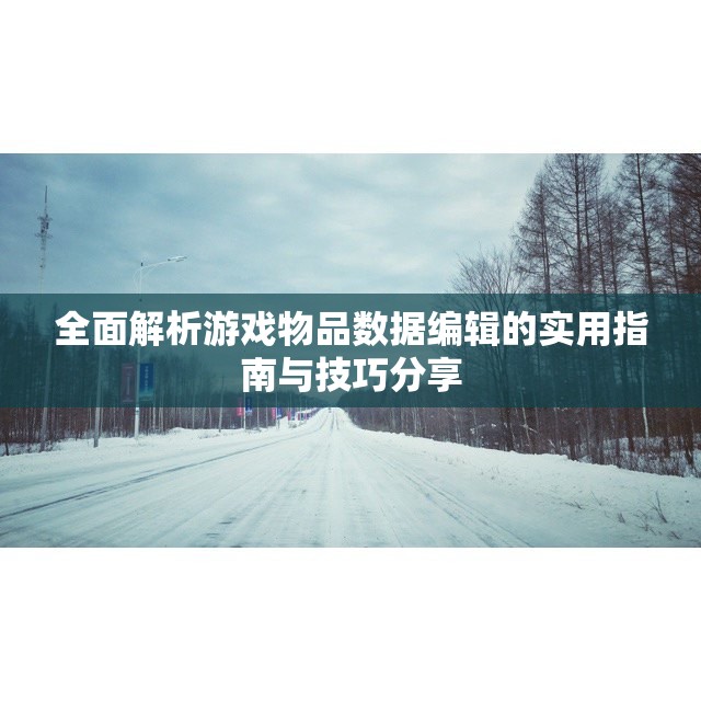 全面解析游戏物品数据编辑的实用指南与技巧分享