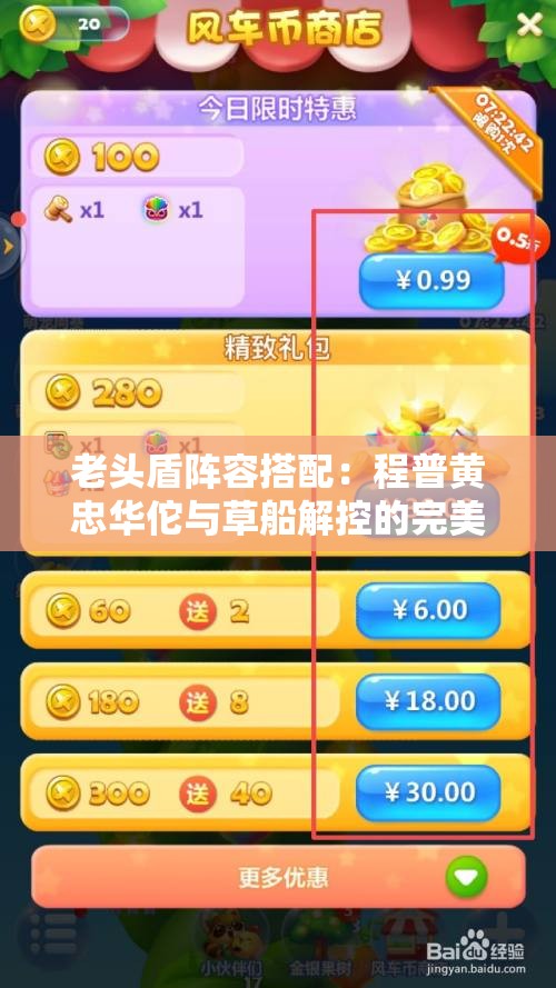老头盾阵容搭配：程普黄忠华佗与草船解控的完美融合