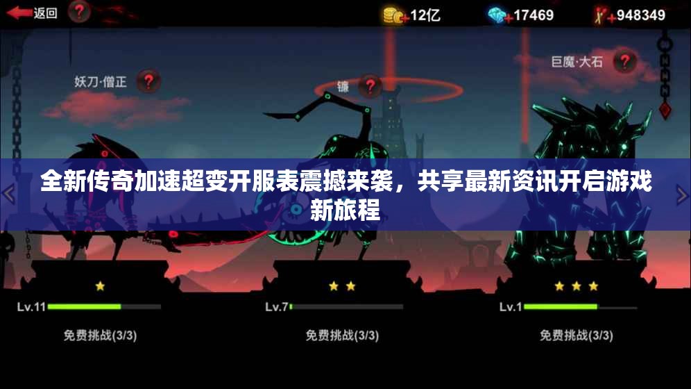 全新传奇加速超变开服表震撼来袭，共享最新资讯开启游戏新旅程