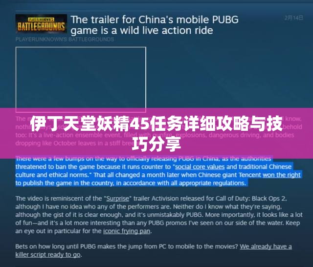 伊丁天堂妖精45任务详细攻略与技巧分享