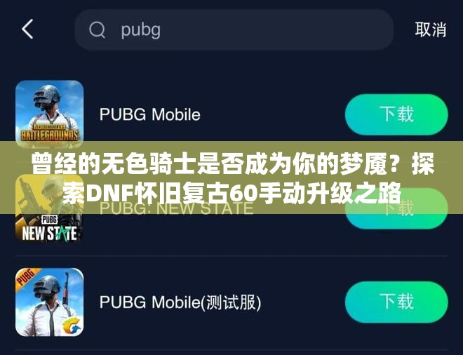 曾经的无色骑士是否成为你的梦魇？探索DNF怀旧复古60手动升级之路