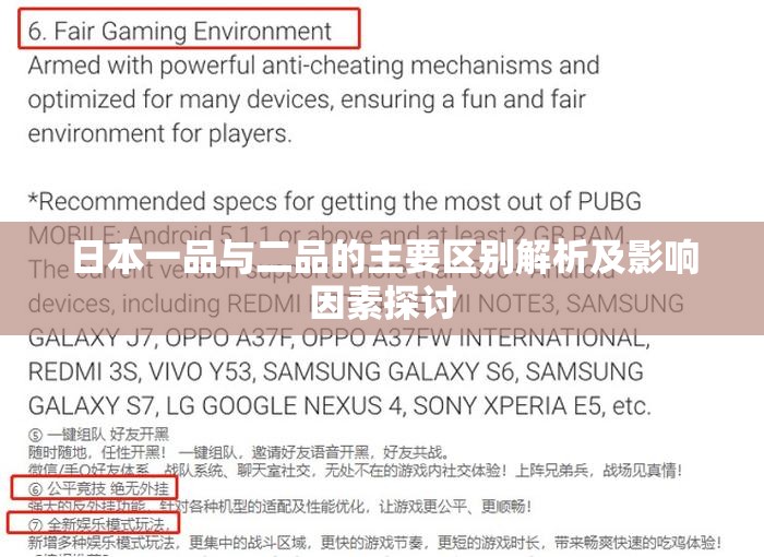 日本一品与二品的主要区别解析及影响因素探讨