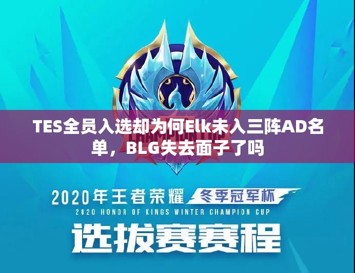 TES全员入选却为何Elk未入三阵AD名单，BLG失去面子了吗